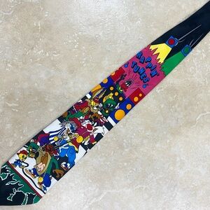 Vintage 1993 - looney tunes Mania - RAPPIN TUNES cartoon designed silk tie OS